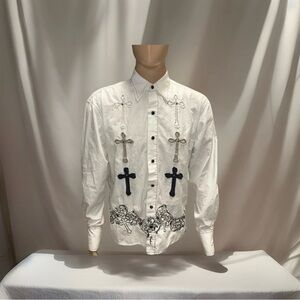 Fender White Shirt with Cross Embroidery